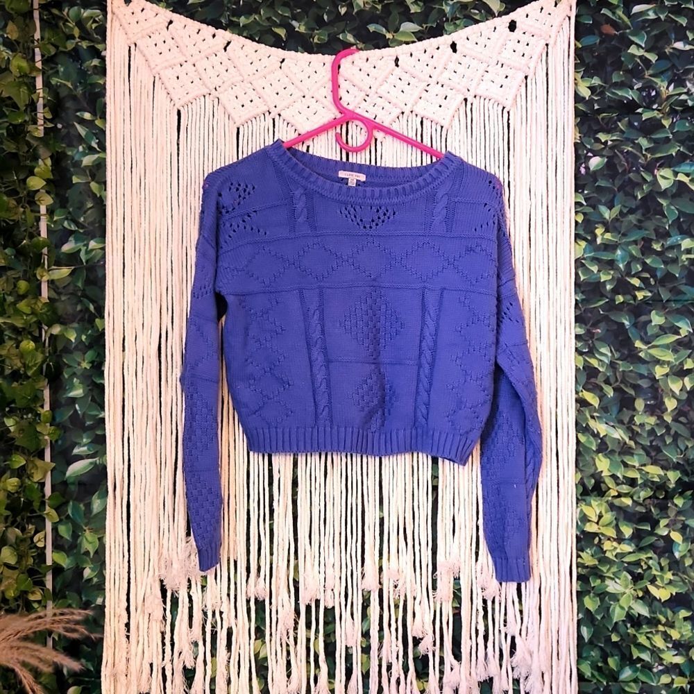 Blue/Purple Cropped Knitted Sweater